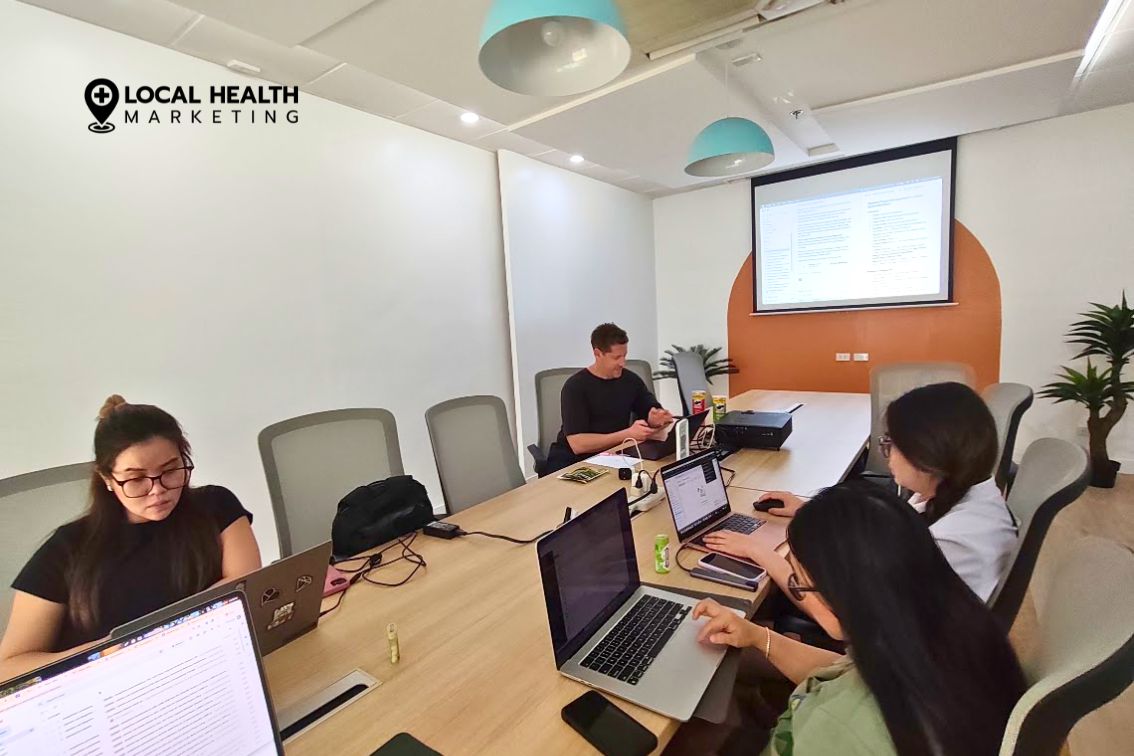Local Health Marketing team using Claude AI during agency training week